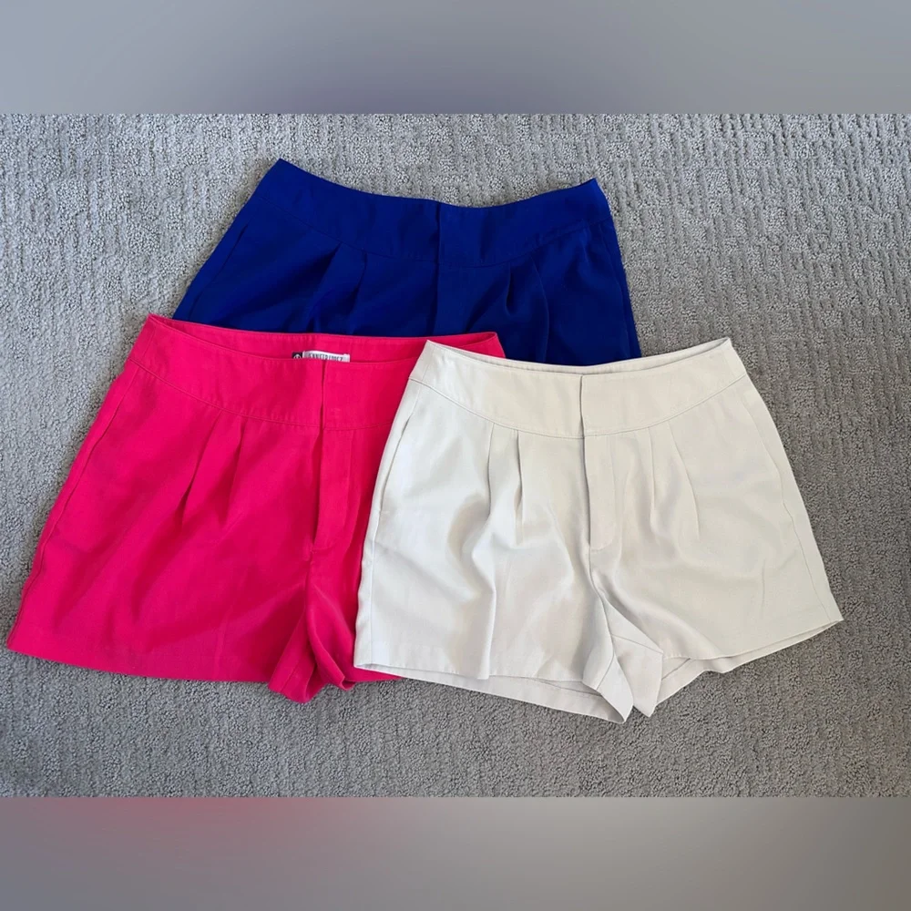 Jennifer Lopez High Waist Shorts - Fuchsia, Navy, and Ivory
